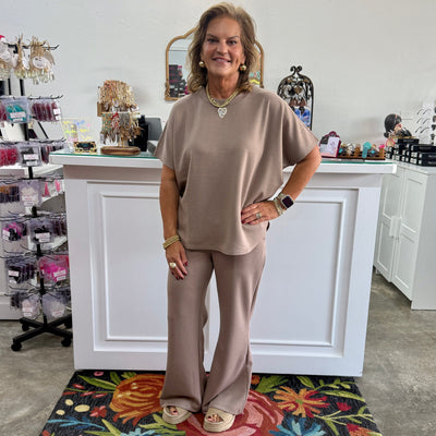 Scuba Curbed Hem Set - Tan Shabby Chic Boutique and Tanning Salon