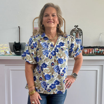 Send the Flowers Top - Off White Shabby Chic Boutique and Tanning Salon