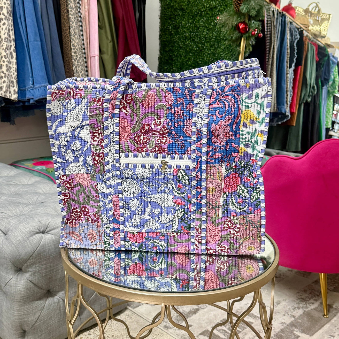 Shades of Purple Quilted Bag Shabby Chic Boutique and Tanning Salon