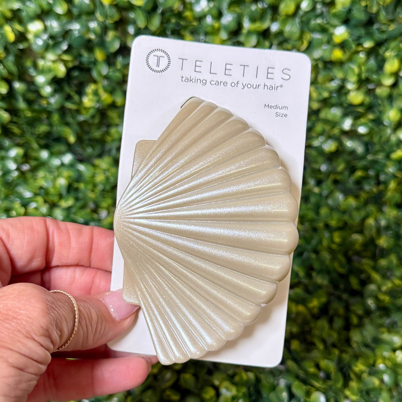 Shimmering Shell Flat Hair Clip Shabby Chic Boutique and Tanning Salon Medium Shell