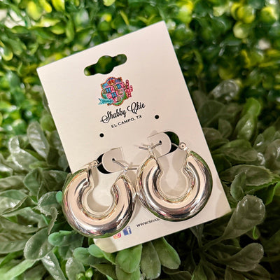 Shiny Silver Hoops Shabby Chic Boutique and Tanning Salon