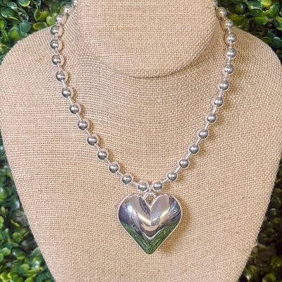 Silver Ball Chain with Puff Heart Shabby Chic Boutique and Tanning Salon