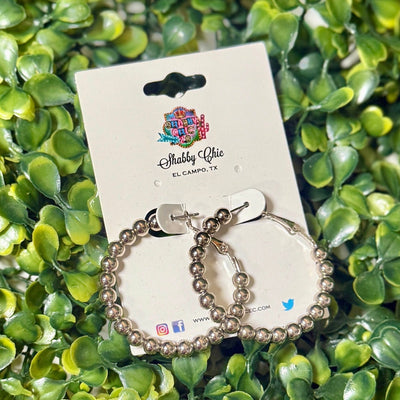 Silvertone Beaded Hoops Shabby Chic Boutique and Tanning Salon
