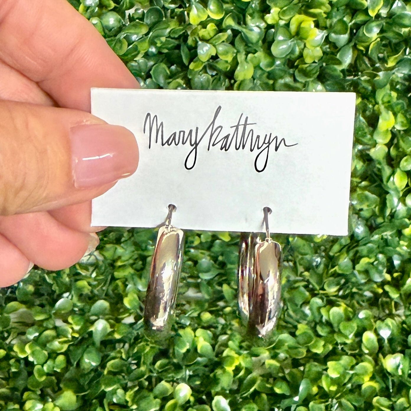 Silvertone Hoop Earrings Shabby Chic Boutique and Tanning Salon