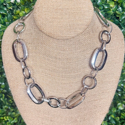 Silvertone Link Chain Shabby Chic Boutique and Tanning Salon