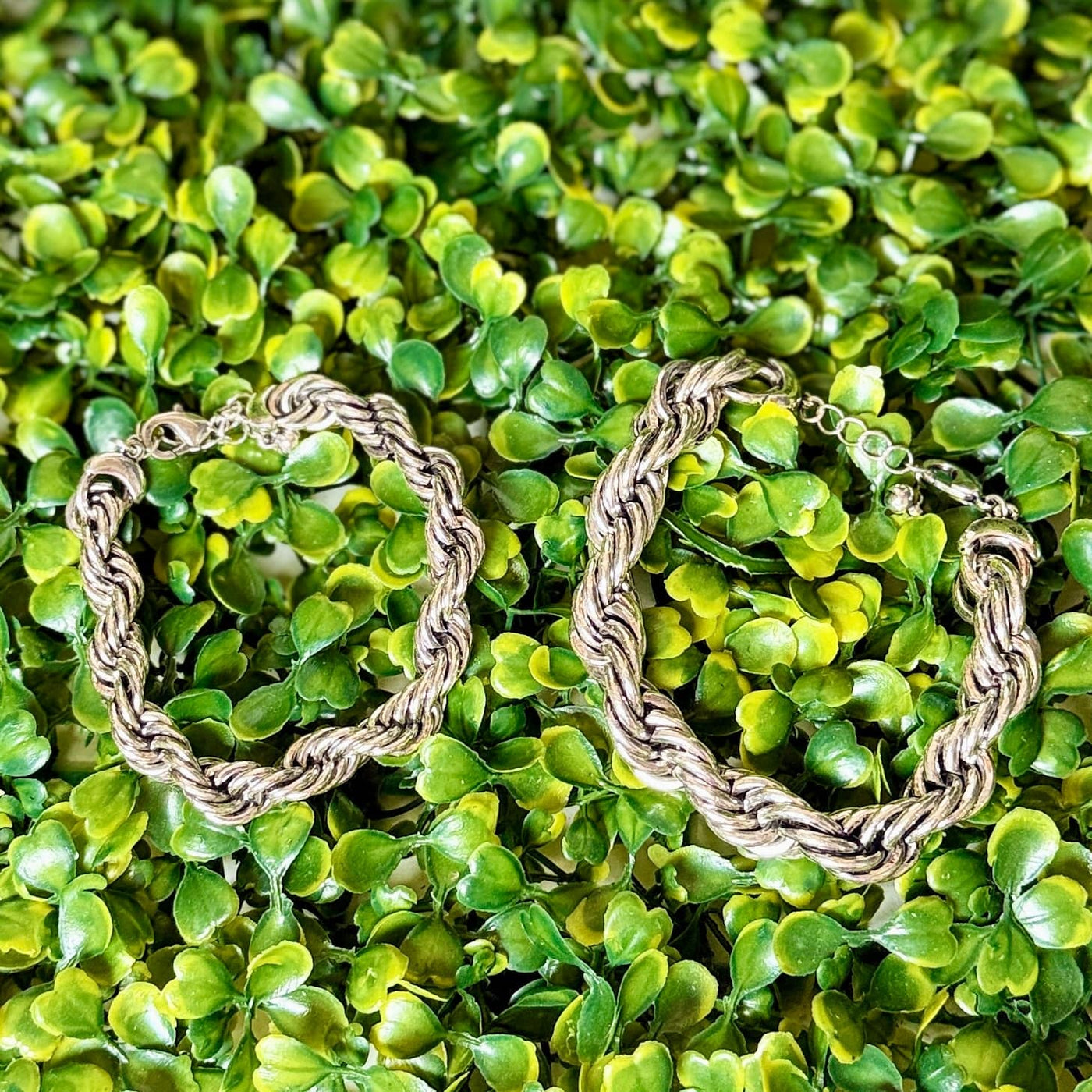 Silvertone Rope Bracelet Shabby Chic Boutique and Tanning Salon