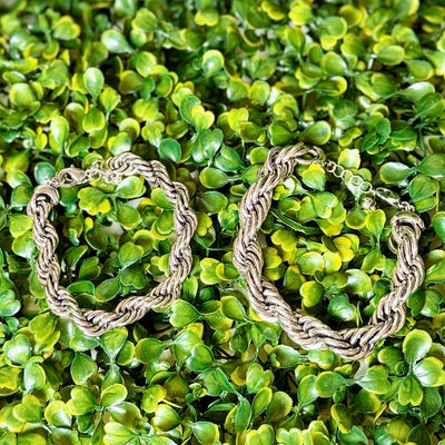 Silvertone Rope Bracelet Shabby Chic Boutique and Tanning Salon