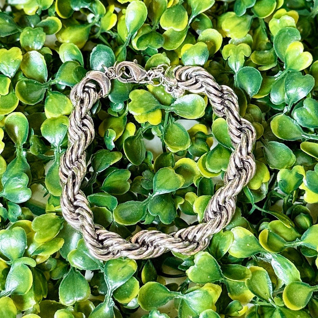 Silvertone Rope Bracelet Shabby Chic Boutique and Tanning Salon 8mm