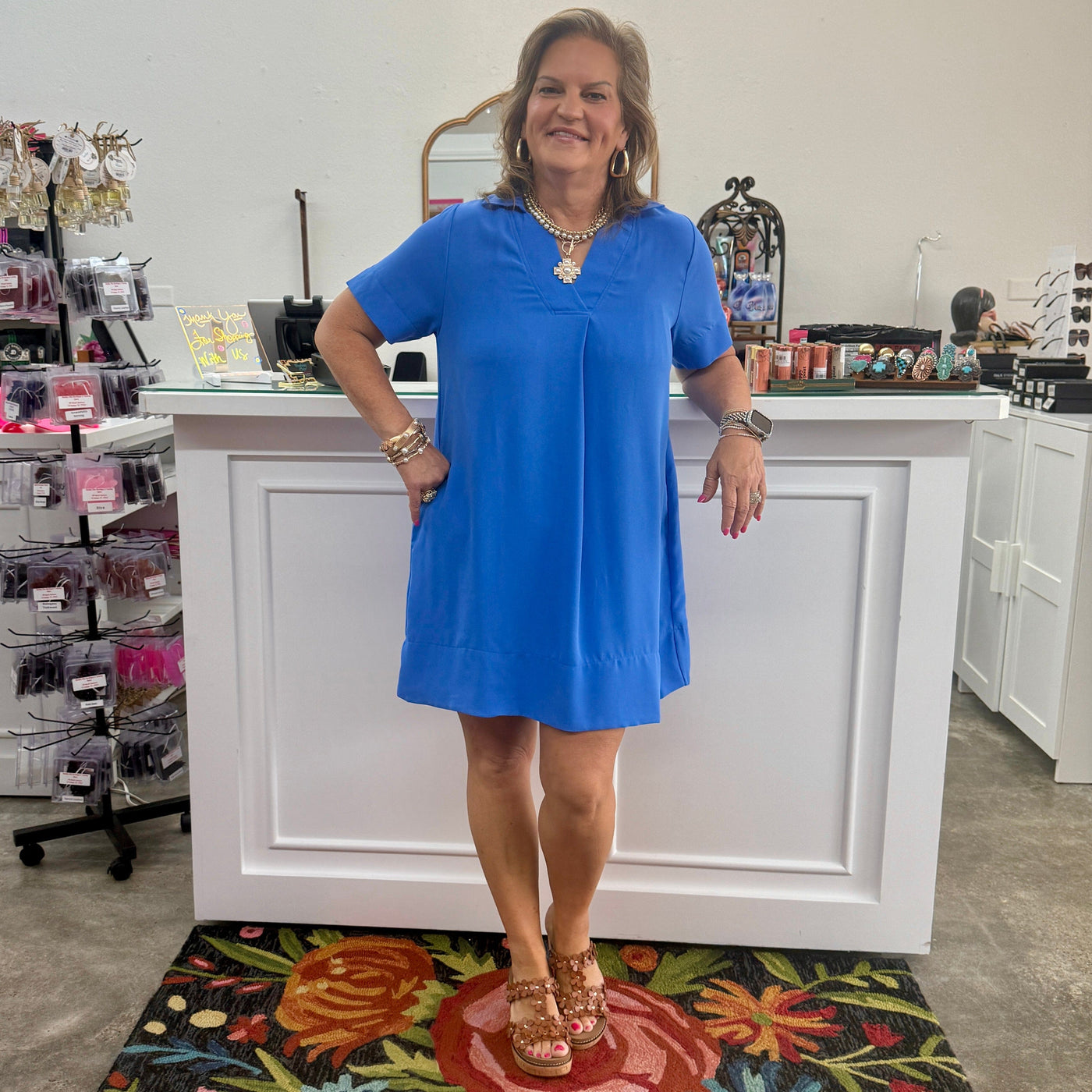 Simply Solid Dress - Blue Shabby Chic Boutique and Tanning Salon