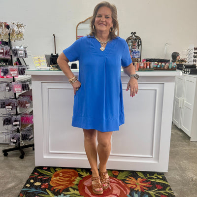 Simply Solid Dress - Blue Shabby Chic Boutique and Tanning Salon