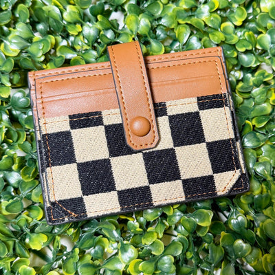 Small Checkered Credit Card Wallet Shabby Chic Boutique and Tanning Salon