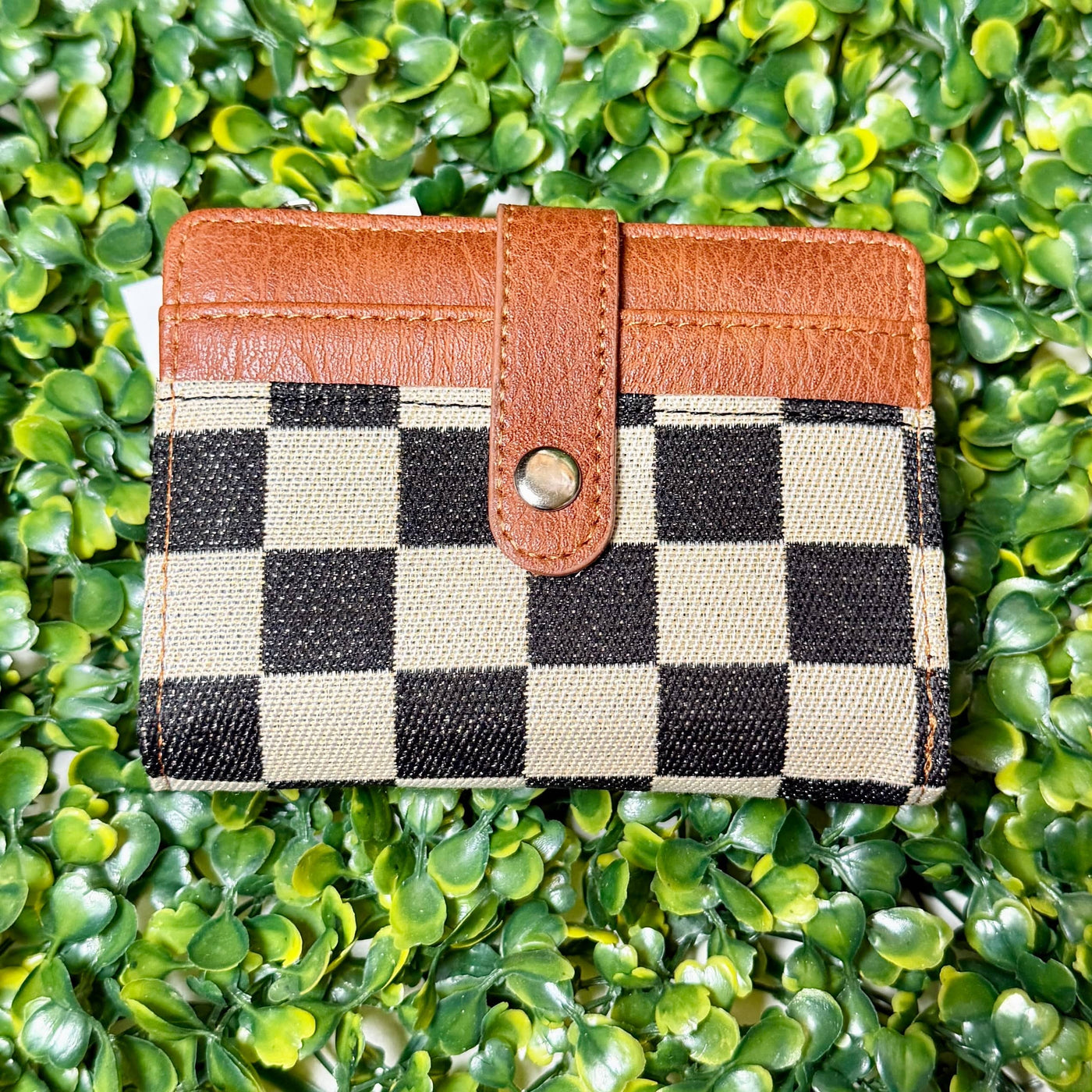 Small Checkered Wallets Shabby Chic Boutique and Tanning Salon Brown