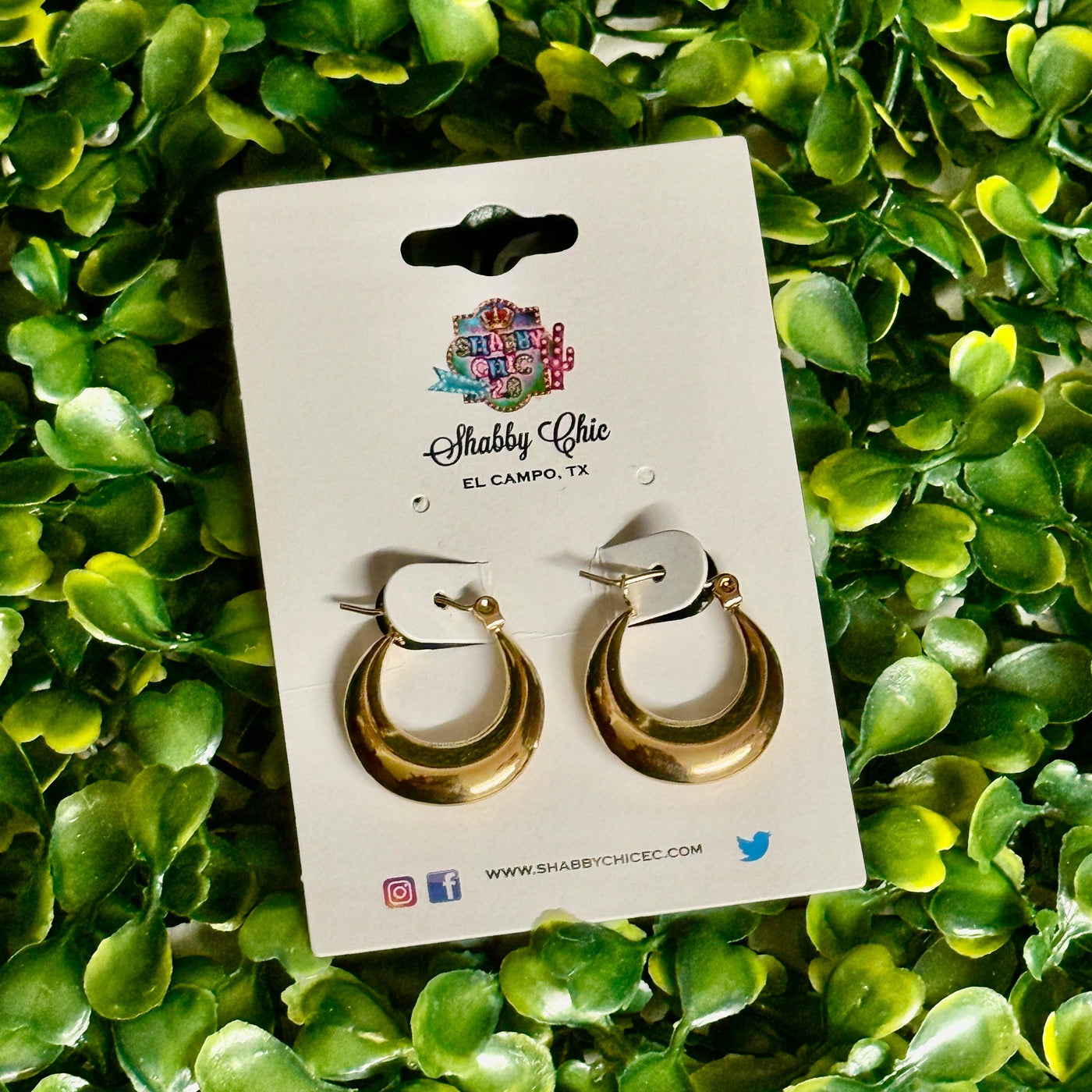 Small Goldtone Hoop Earrings Shabby Chic Boutique and Tanning Salon