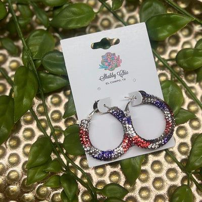 Small RWB Hoop Earrings Shabby Chic Boutique and Tanning Salon