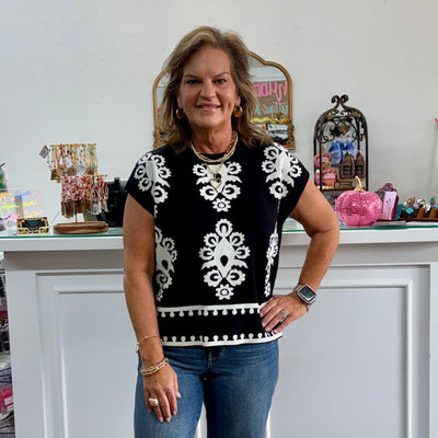 Somewhere Familiar Top - Black Shabby Chic Boutique and Tanning Salon