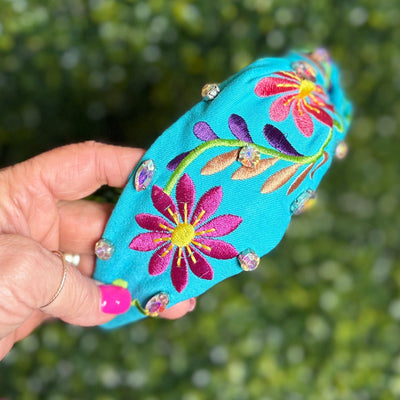 Sparkle and Embroidered Headbands Shabby Chic Boutique and Tanning Salon Turquoise