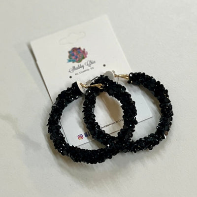 Sparkle Hoop Earrings Shabby Chic Boutique and Tanning Salon Black