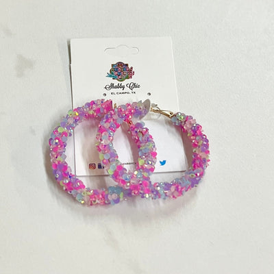 Sparkle Hoop Earrings Shabby Chic Boutique and Tanning Salon Multi