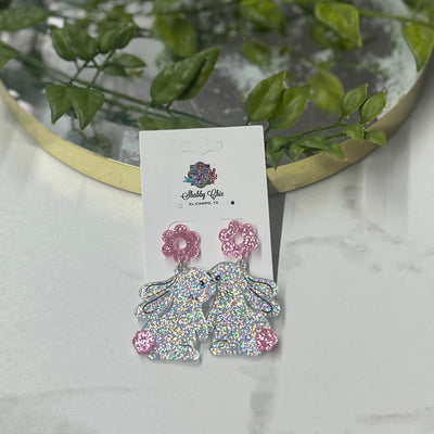 Sparkly Bunny Earrings Shabby Chic Boutique and Tanning Salon