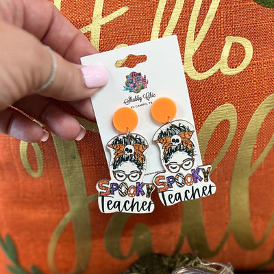 Spooky Teacher Earrings Shabby Chic Boutique and Tanning Salon