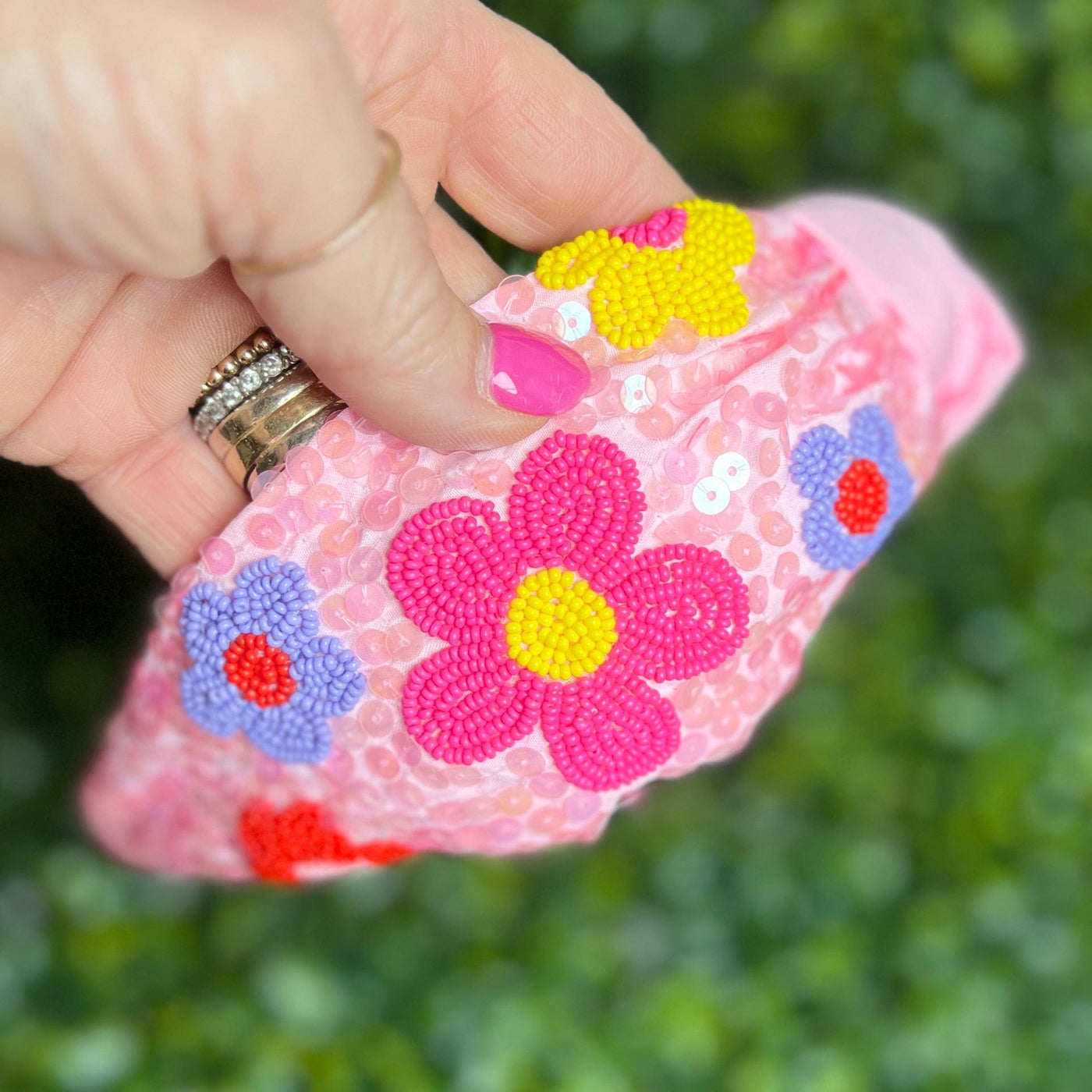 Spring Floral Headbands Shabby Chic Boutique and Tanning Salon Pink Sequin Flowers