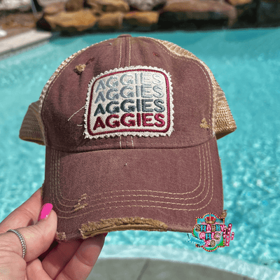 Stacked Aggie Cap - Maroon Shabby Chic Boutique and Tanning Salon