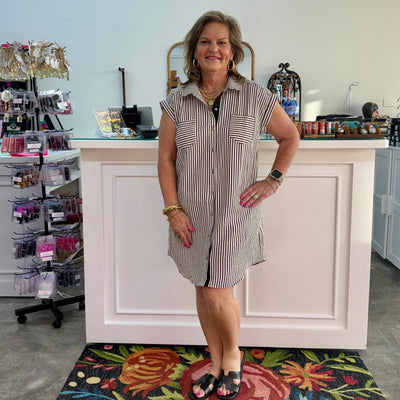 Stripe To It Dress - Black Shabby Chic Boutique and Tanning Salon