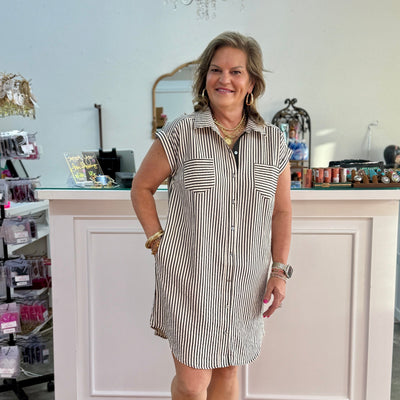 Stripe To It Dress - Black Shabby Chic Boutique and Tanning Salon