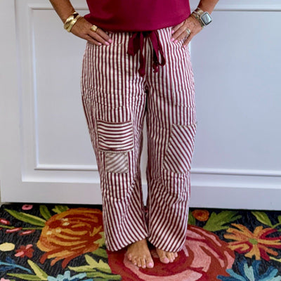 Striped Drawstring Barrel Pants - Raspberry Shabby Chic Boutique and Tanning Salon