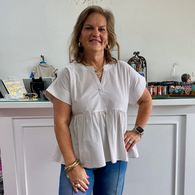 Striped Peplum Top Shabby Chic Boutique and Tanning Salon