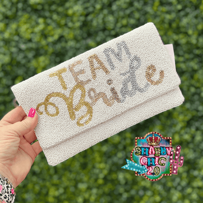 Team Bride Beaded Clutch Bag Shabby Chic Boutique and Tanning Salon