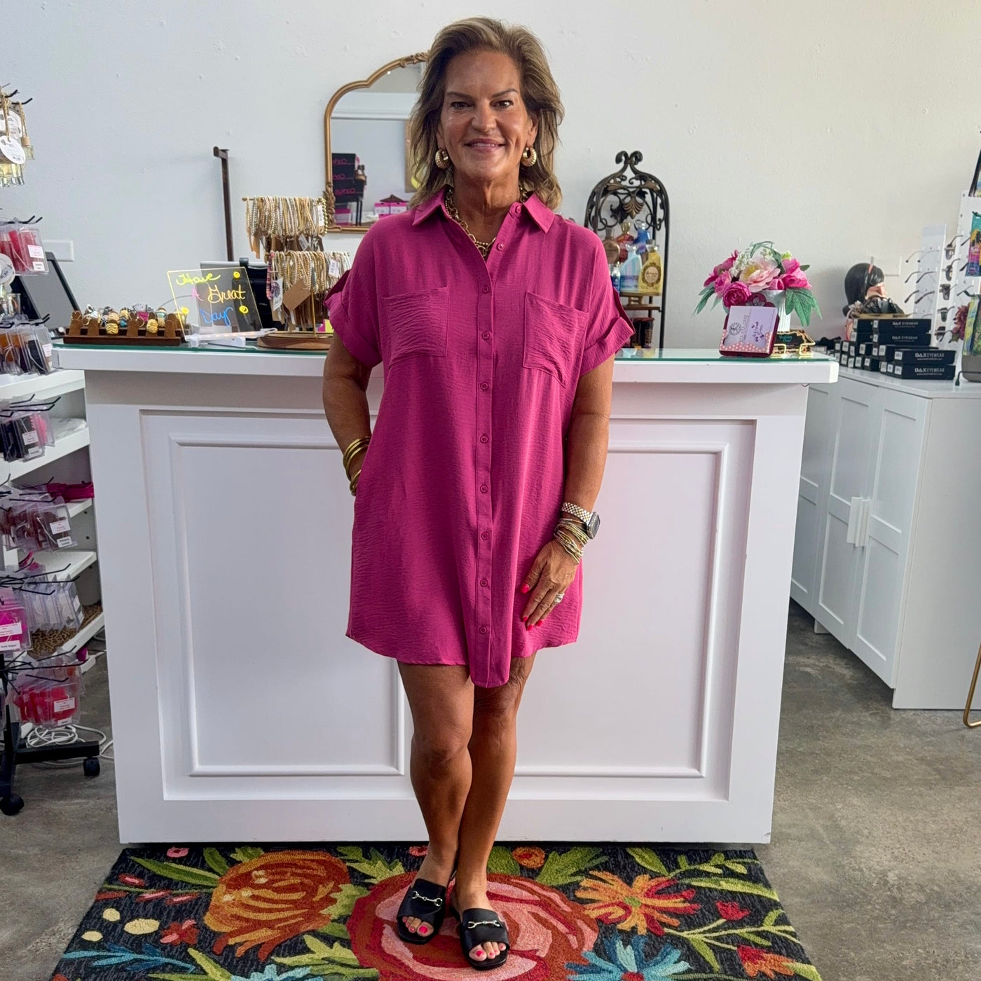 mauve t shirt dress Easowa Mauve Purple Round Neck Short Sleeve Loose T-Shirt Dress, Contrast  Lace Hem Cotton Casual Elegent Suitable For Daily Vacation Wear Everyday  Summer