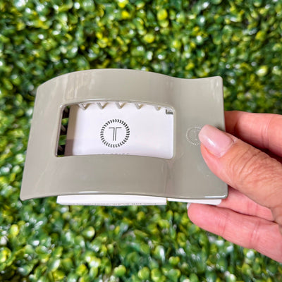 Teleties Fall Collection Shabby Chic Boutique and Tanning Salon Large Flat Rectangle Hair Clip - Sage It Ain't So