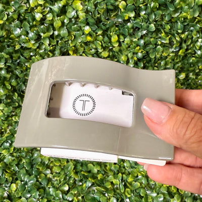 Teleties Fall Collection Shabby Chic Boutique and Tanning Salon Medium Flat Rectangle Hair Clip - Sage It Ain't So