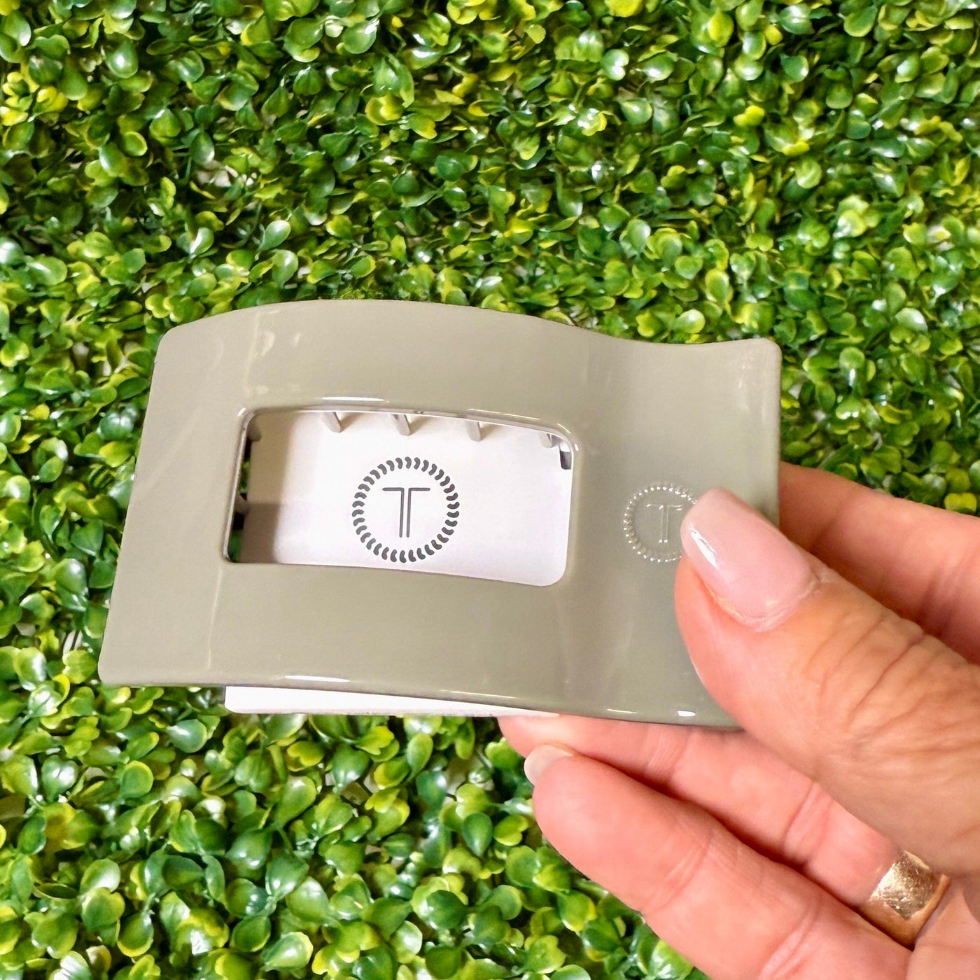 Teleties Fall Collection Shabby Chic Boutique and Tanning Salon Small Flat Rectangle Hair Clip - Sage It Ain't So