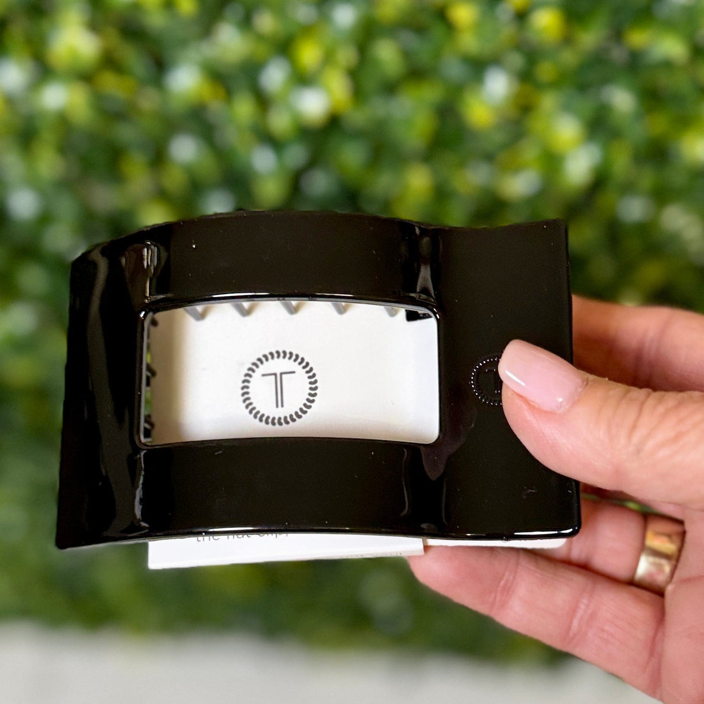 Teleties - Rectangle Hair Clip Collection Shabby Chic Boutique and Tanning Salon Large Flat Rectangle Hair Clip - Jet Black