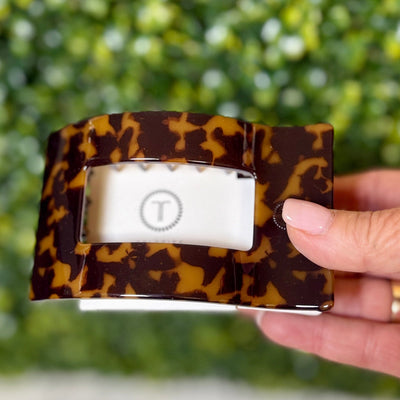 Teleties - Rectangle Hair Clip Collection Shabby Chic Boutique and Tanning Salon Large Flat Rectangle Hair Clip - Tortoise