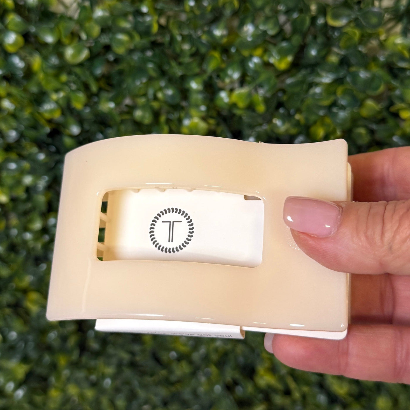 Teleties - Rectangle Hair Clip Collection Shabby Chic Boutique and Tanning Salon Medium Flat Rectangle Hair Clip - Almond Beige