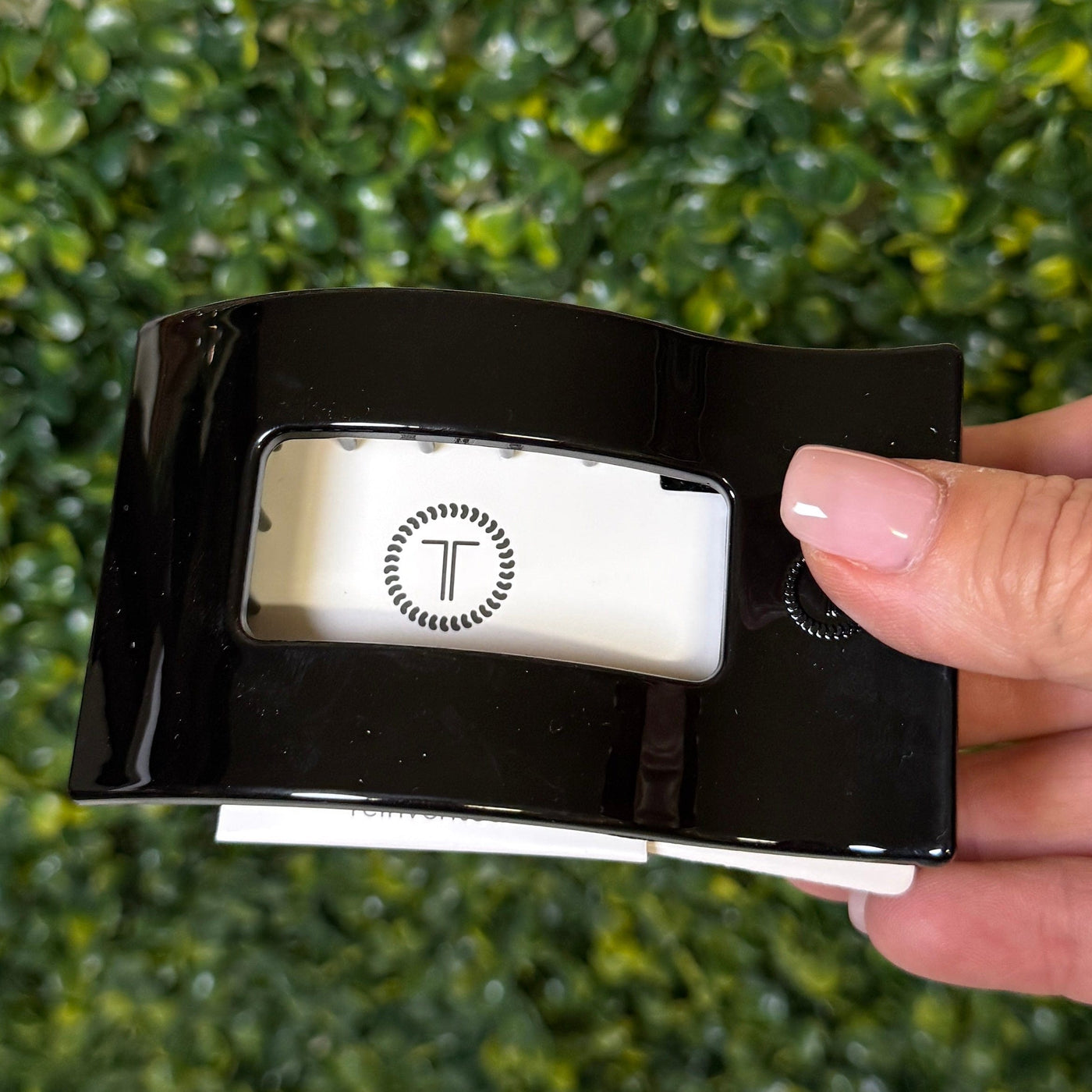 Teleties - Rectangle Hair Clip Collection Shabby Chic Boutique and Tanning Salon Medium Flat Rectangle Hair Clip - Jet Black