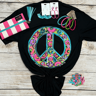 Texas True Threads Floral Peace Tee Shabby Chic Boutique and Tanning Salon