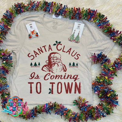 Texas True Threads Santa Claus Is Coming To Town Tee Shabby Chic Boutique and Tanning Salon