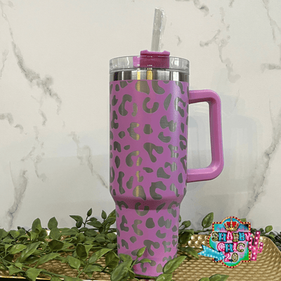 The Most Popular Leopard Tumbler 40oz. Shabby Chic Boutique and Tanning Salon Orchid