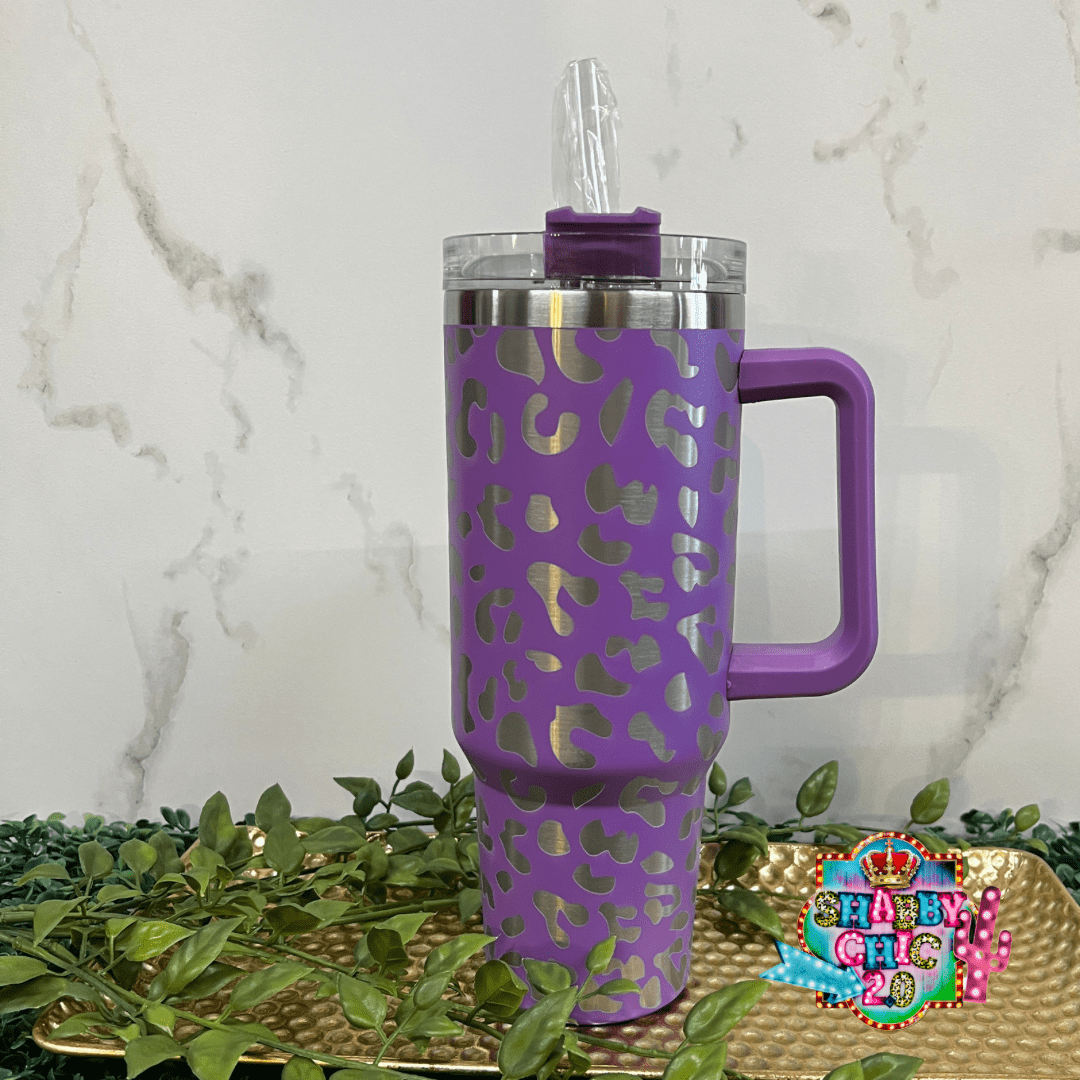 The Most Popular Leopard Tumbler 40oz. Shabby Chic Boutique and Tanning Salon Purple