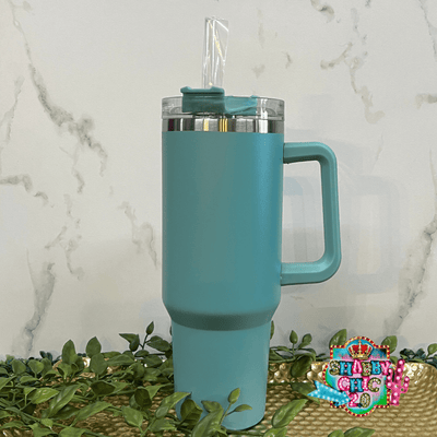 The Most Popular Tumbler 40oz. Shabby Chic Boutique and Tanning Salon Light Teal