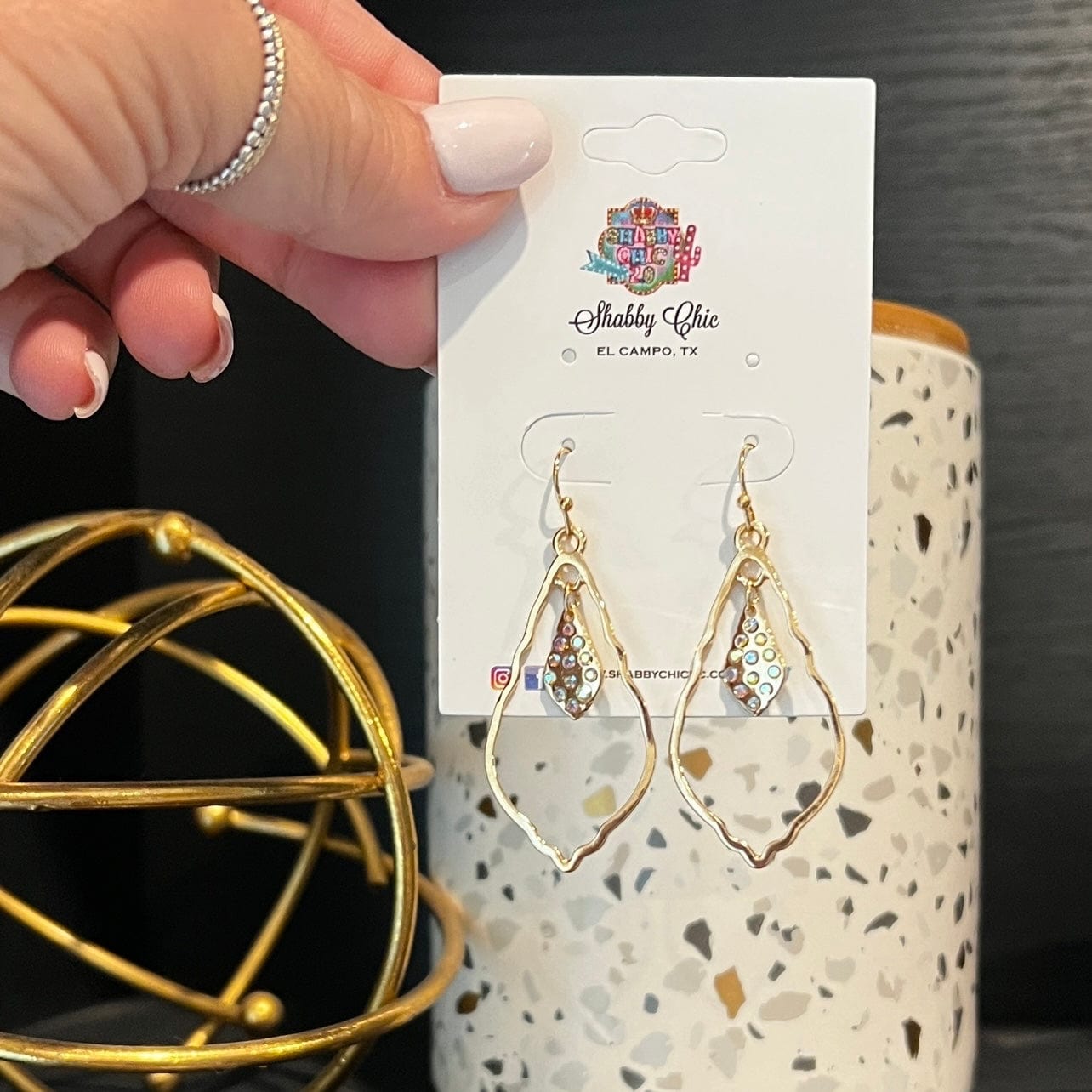 The Pendalum Swings Earrings - Gold Shabby Chic Boutique and Tanning Salon