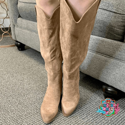 The Wilder Cowgirl Boots - Taupe Suede Shabby Chic Boutique and Tanning Salon
