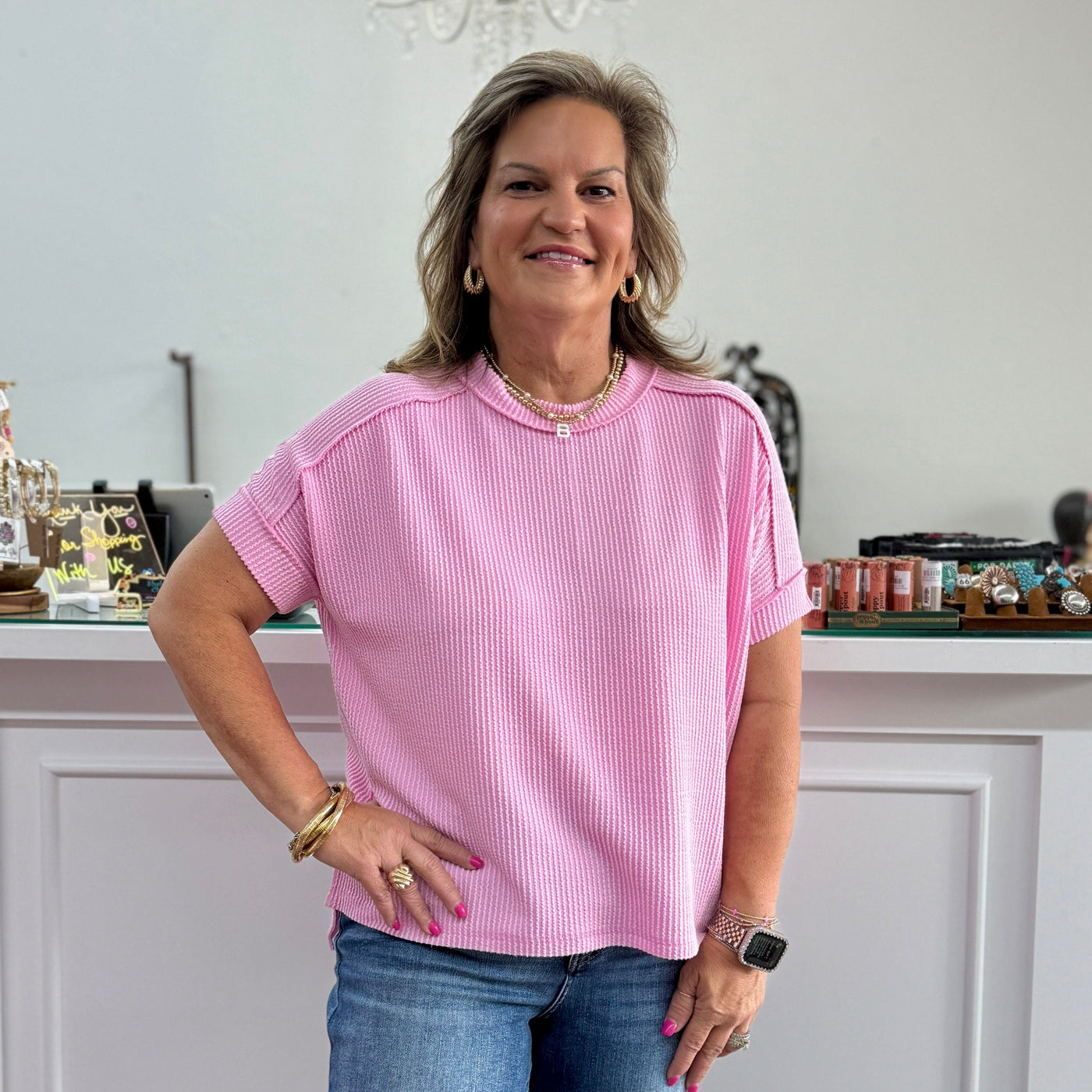 Timeless Comfort Top - Light Pink Shabby Chic Boutique and Tanning Salon