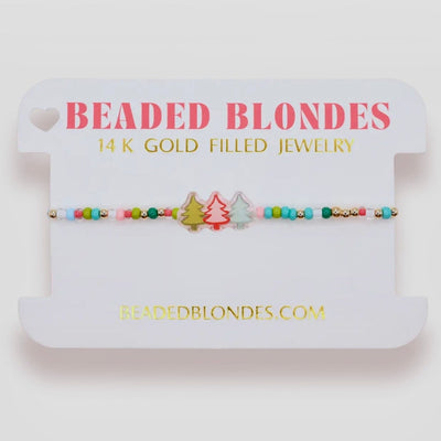 Tree Trio Holiday Sprinkle Bracelet Beaded Blondes