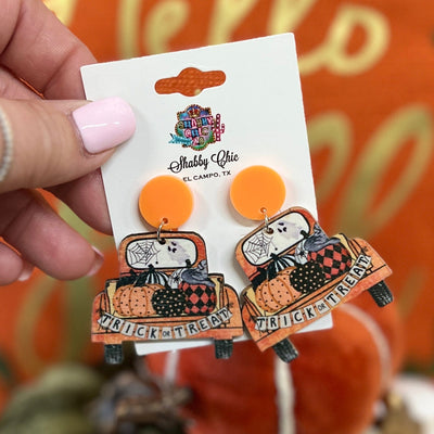 Trick or Treat Truck Earrings Shabby Chic Boutique and Tanning Salon