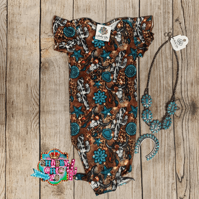 Turquoise and Leopard Baby Gown Shabby Chic Boutique and Tanning Salon